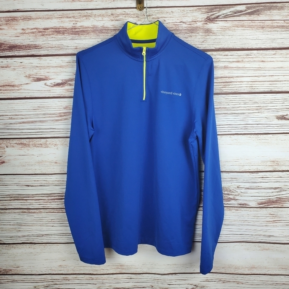 Vineyard Vines Preformance Boys XL 18 Blue/Yellow 1/2 Zip Pullover Shirt Top